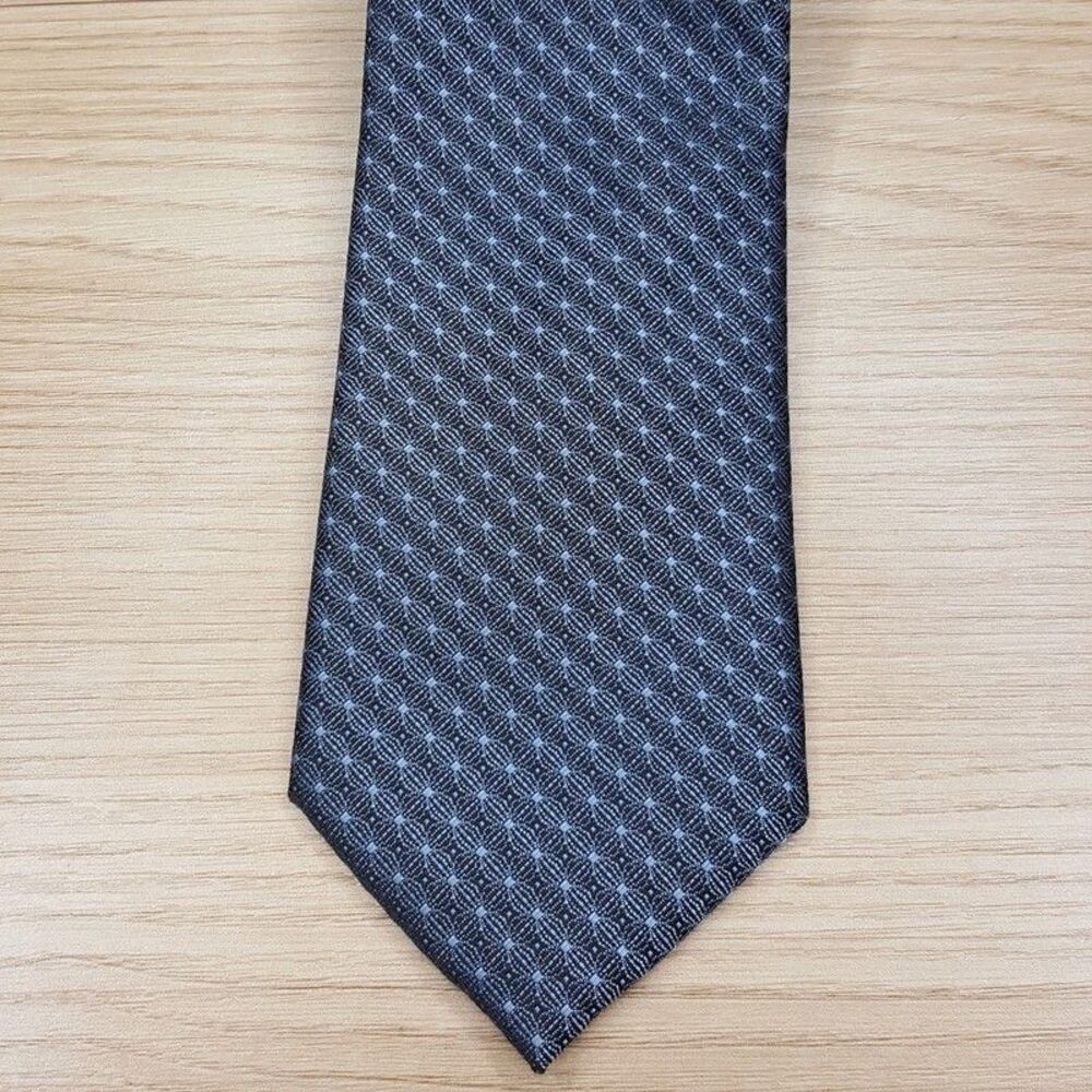 ALFANI Mens Neck Tie Teal Blue Geo Link Modern Classic Necktie
